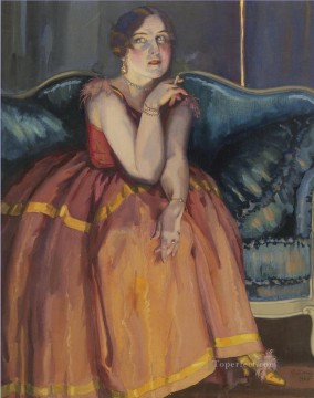 コンスタンチン・ソモフ Painting - ソファでタバコを吸う女性 コンスタンチン・ソモフ